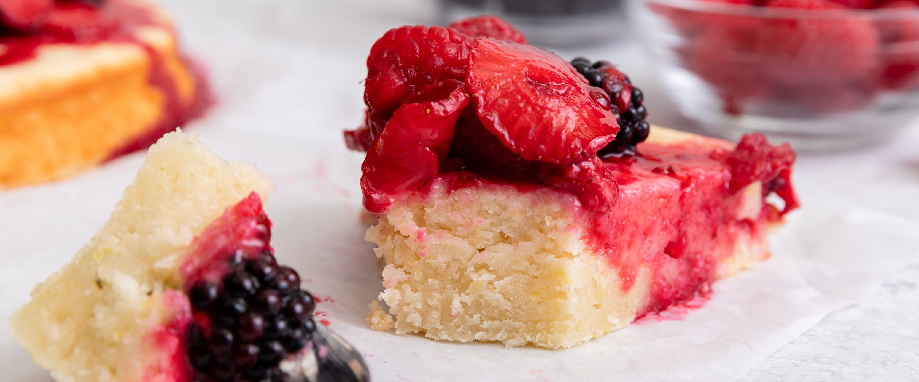 Sour Cream Cake With Mixed Berry Compote Fage Yogurt 